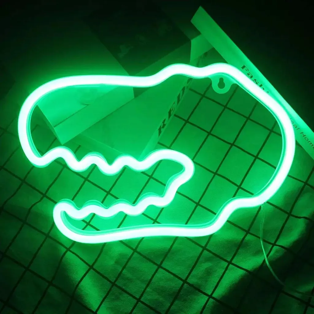 Neon LED Art Dinosauro Verde 34x15cm | Wall Decor Contemporaneo USB
