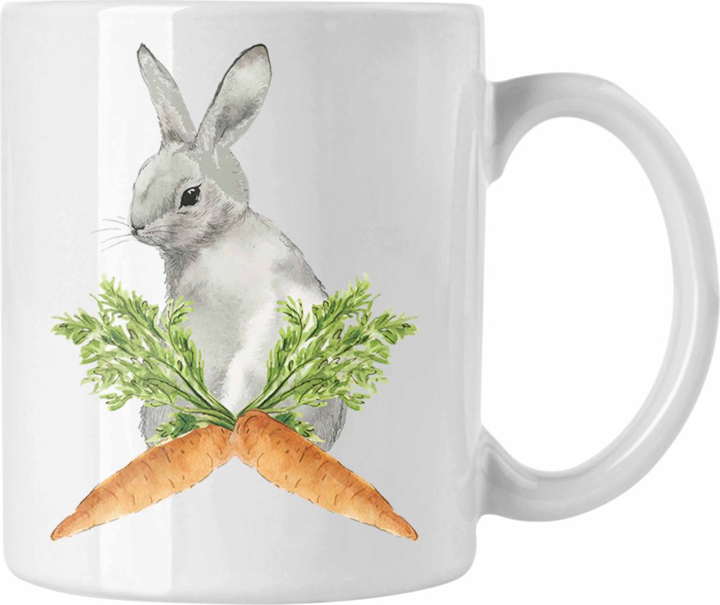 Trendation - Tasse Ostern Ostergeschenke Kinder Jugendliche Geschenke Lustige Grafik Osterhase Osterei Karrotte (Weiß)