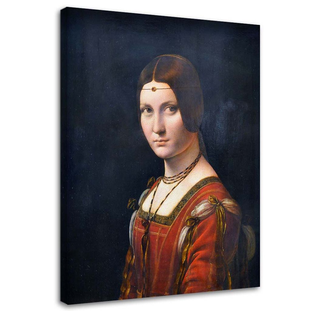 Leinwandbild la belle feronierre - da vinci reproduktion 80x120 cm Feeby grau wandbild bereit zum aufhängen