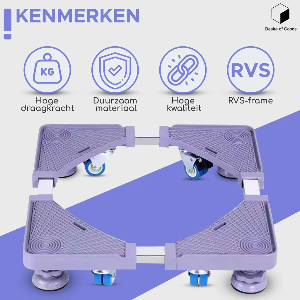 Support Lave-Linge Réglable Haute Résistance 300 kg - Base Mobile Pro - 2