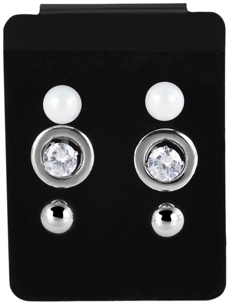 Akzent Edelstahl Ohrstecker, silberfarbig, VE 3 Stück