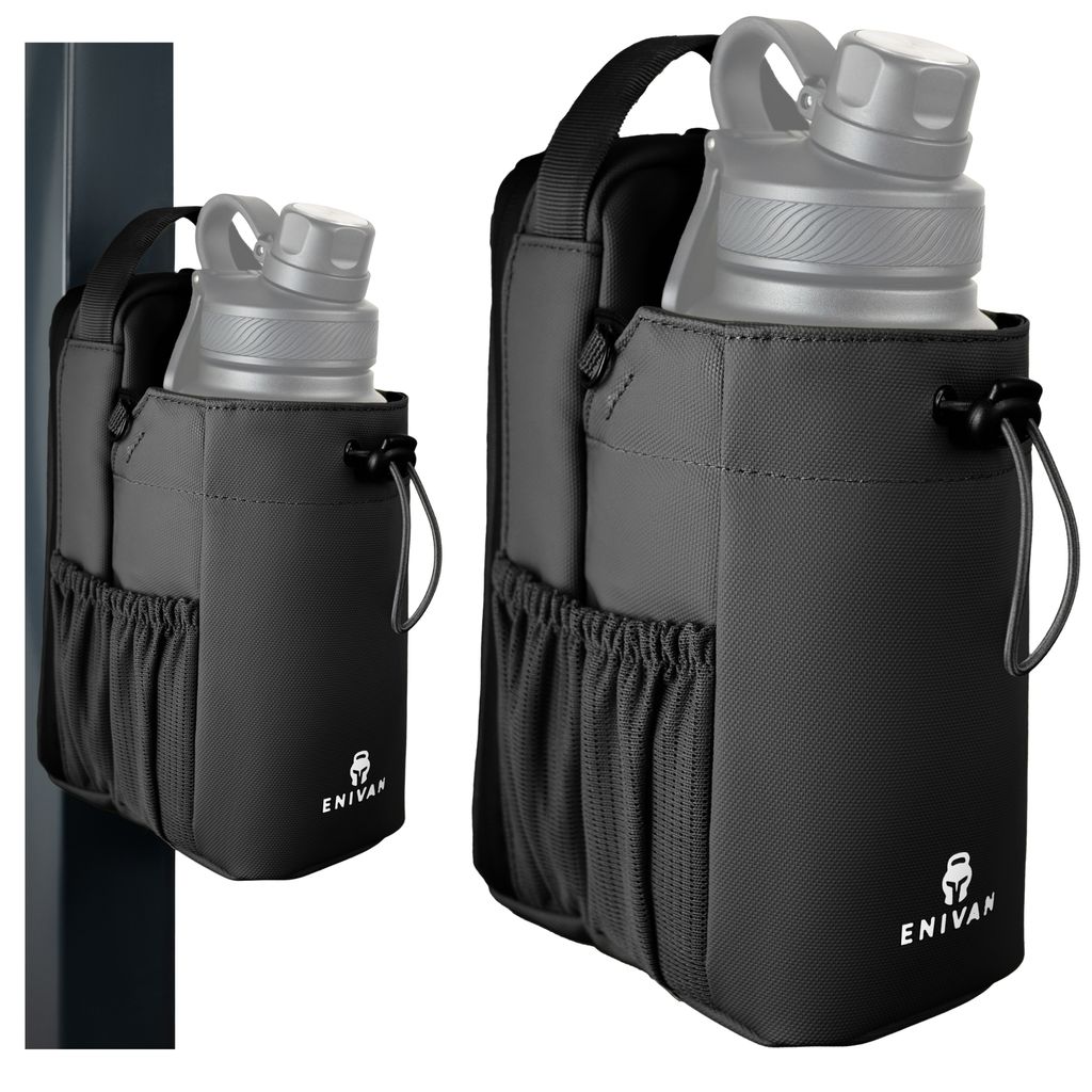 Enivan – Magnetische Sporttasche mit Flaschenhalter, 2 Taschen für Handy & Zubehör