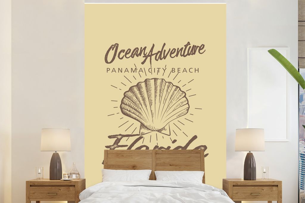 MuchoWow Fototapete für Wohnzimmer oder Schlafzimmer Wandtapete Vinyl Motivtapete Muscheln - Vintage - Angebot - 195x300 cm - Das Hintergrundbild