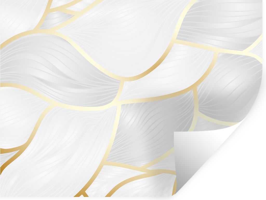 MuchoWow Wandtattoo Wandsticker Wandaufkleber Abstraktes Muster mit goldenen Linien 40x30 cm Selbstklebend und Repositionierbar - Faltenfrei