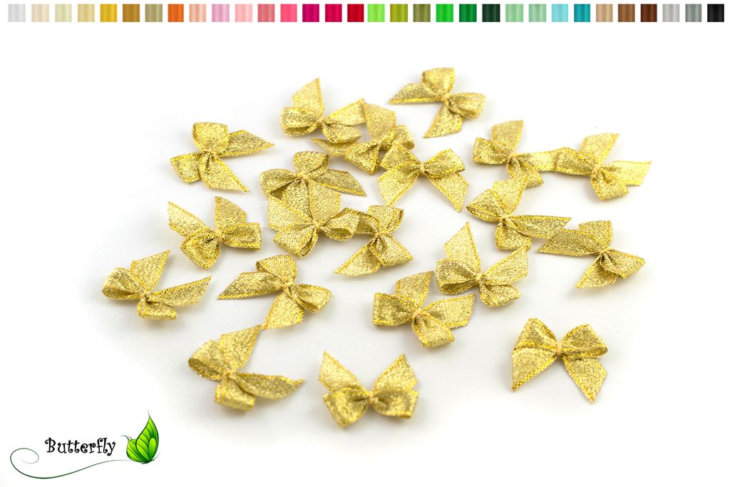 Satinschleifen 25mm, 20 Stück, Farbe:Gold metallic 687MET