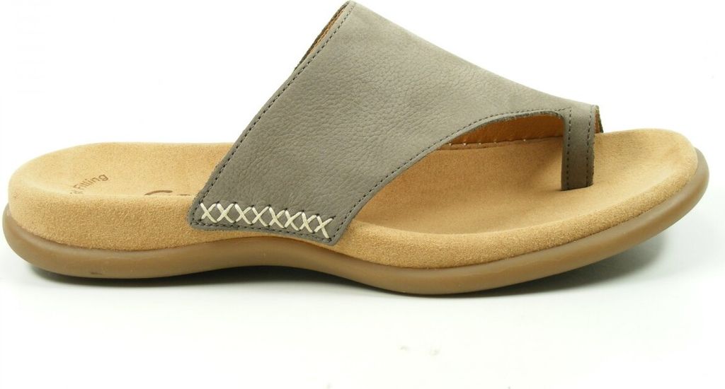 Gabor 03-700 Schuhe Damen Pantoletten Zehentrenner Nubuk, Schuhgröße:39, Farbe:Grau