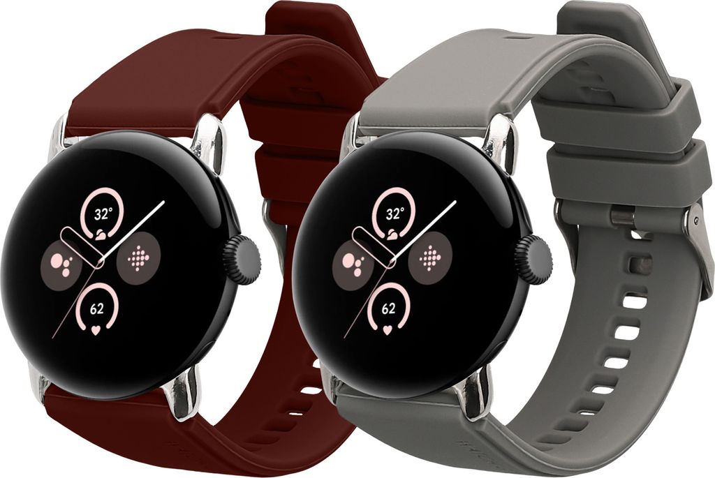 kwmobile 2x Sportarmband kompatibel mit Google Pixel Watch 3 41mm / Watch 4 41mm / Pixel 2 1 Armband - Fitnesstracker Band Set aus TPU Silikon