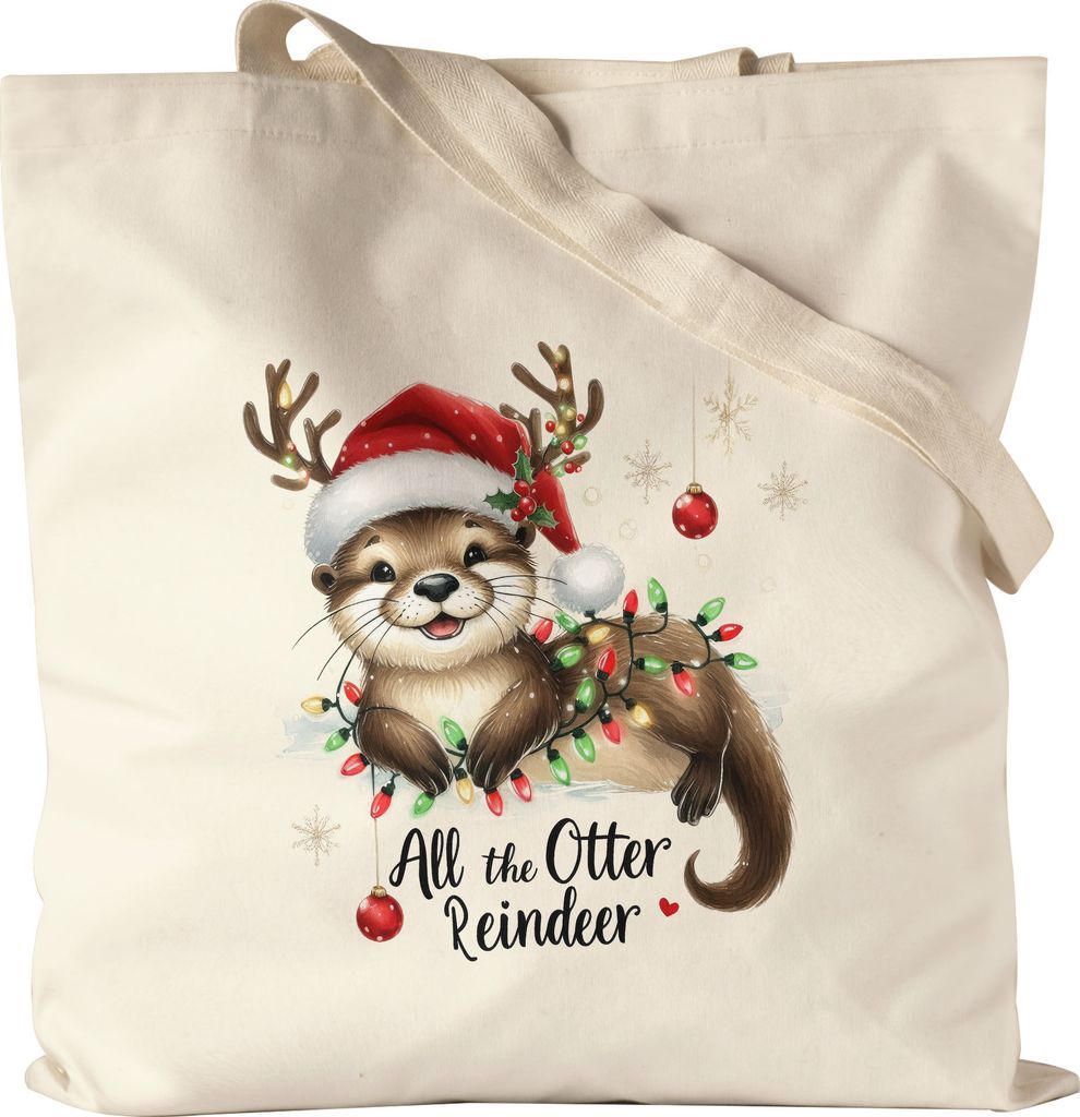 All the Otter Reindeer Lustiges Ottermotiv Jutebeutel Geschenkidee witziges Design Weihnachten