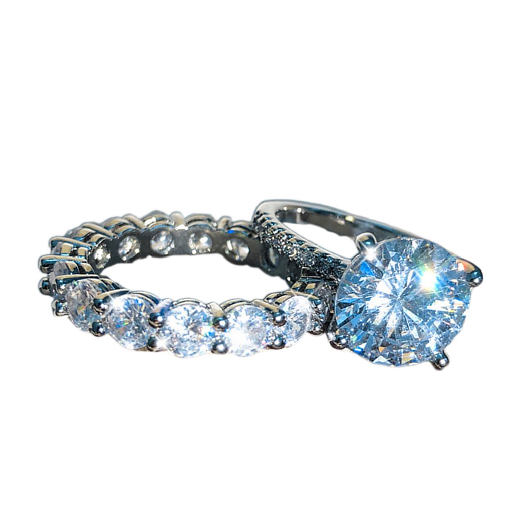 2-teiliges Set mit Strass-Intarsien, Verlobungsring für Paare, Valentinstag-Schmuck, Geschenk-US 6