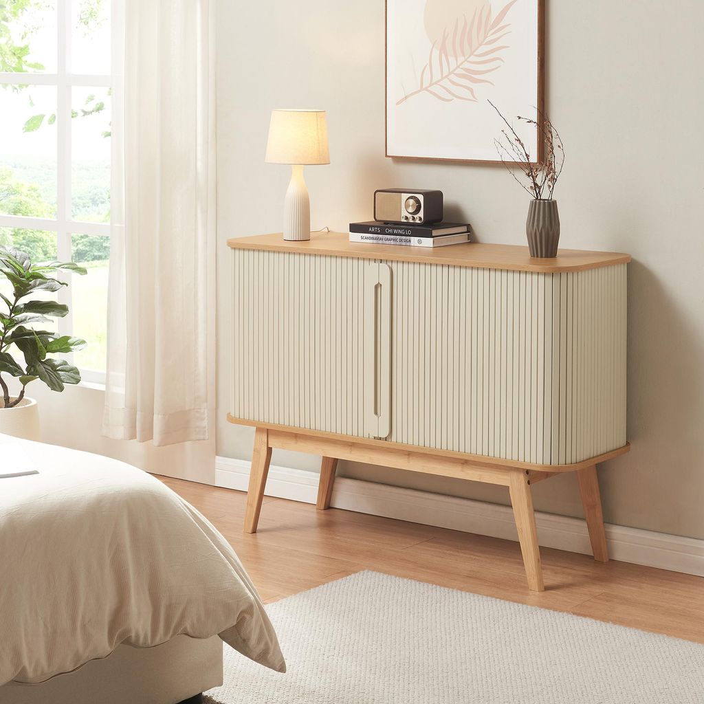 Kommode ‘Tysvær’ mit 2 Schiebetüren 110 x 40 x 80 cm Bambus Produktbild 