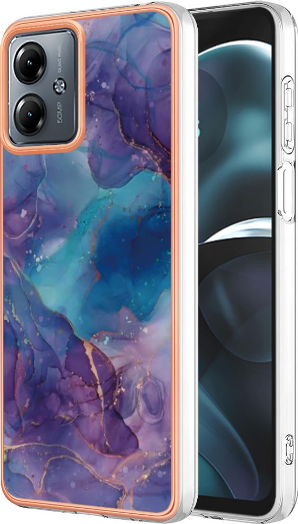Hülle für Motorola Moto G14 Muster TPU Silikon Stoßdämpfer Bumper Schutzhülle Dunkelblau
