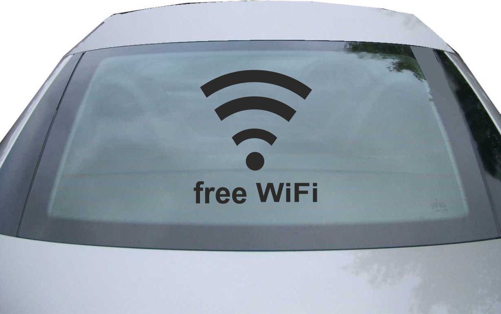 Indigos UG - Aufkleber Heckscheibe & Motorklappe DE2431 - schwarz - 600x553 mm - Free WiFi - Auto Scheiben Fenster Heckklappe Tuning Racing JDM - D...