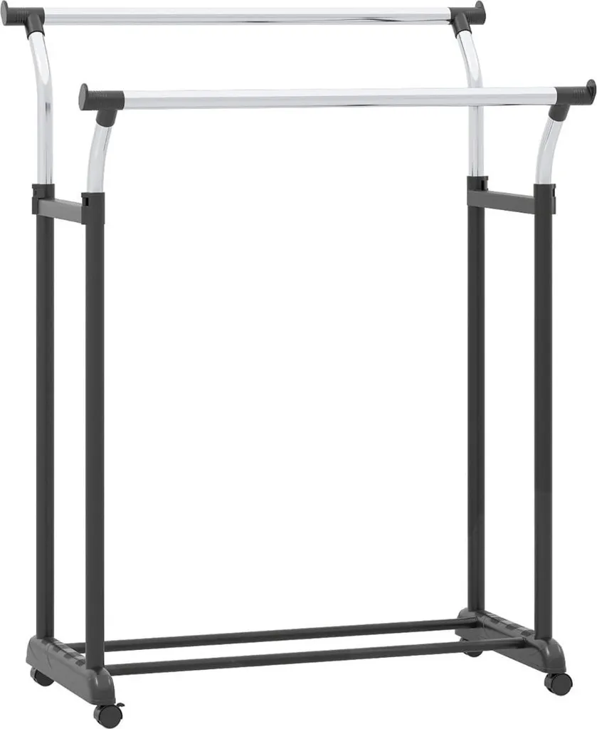 Portant à vêtements double réglable avec roulettes noir - Modèle R-20