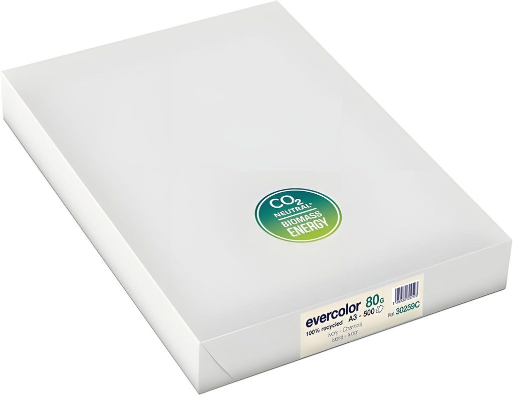 Clairefontaine - Evercolor farbiges Recyclingpapier, A3, 80 g, 500 Blatt, elfenbein
