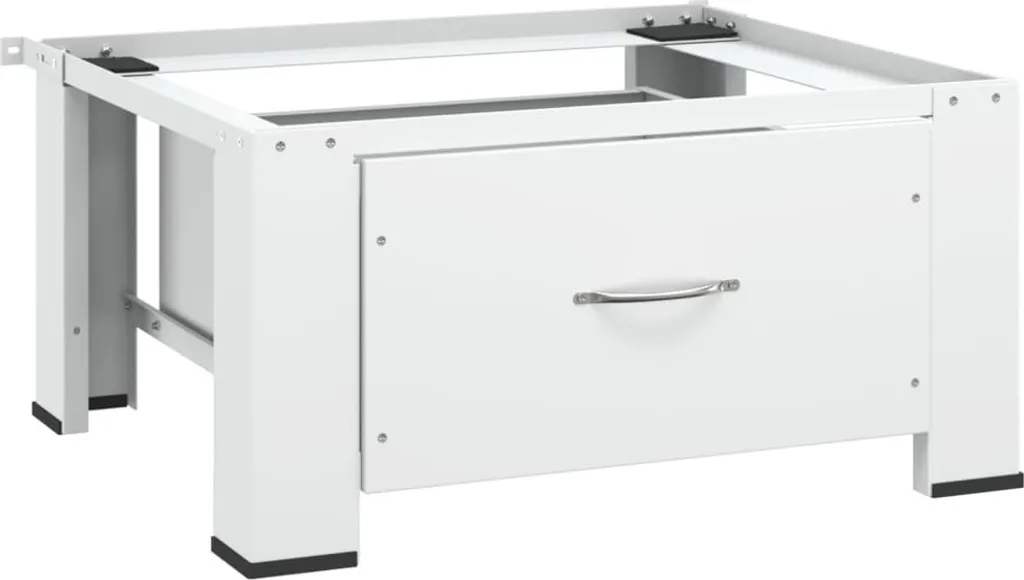Support de machine à laver avec tiroir blanc robuste en acier 60x60cm