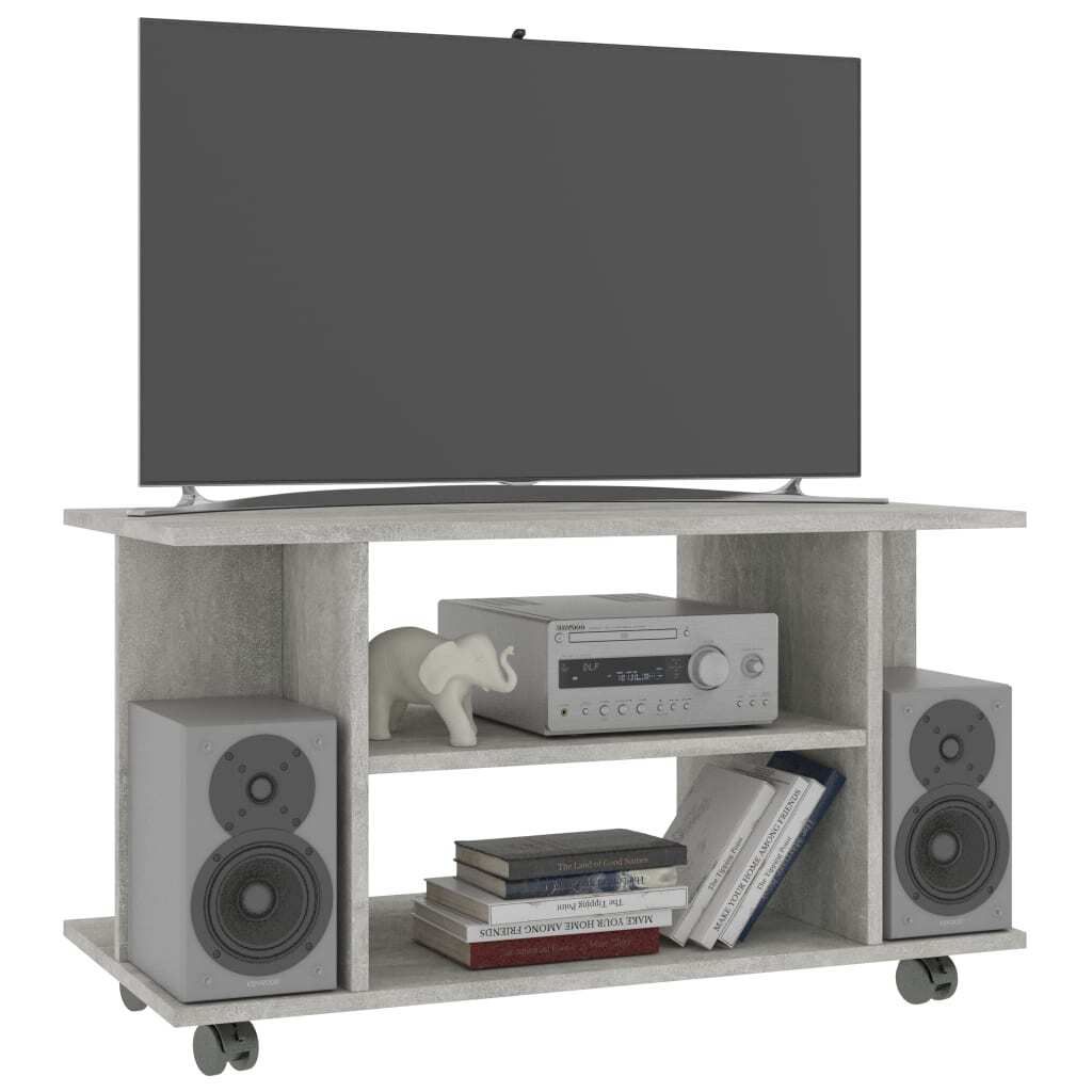 "Winterschlussverkauf "TV-Schrank Industriestil - CLORIS - Fernsehenschrank - mit Rollen Betongrau 80x40x45 cm Holzwerkstoff - DEMöbel4201098