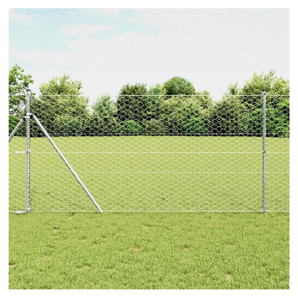 Zaunpfosten Silber 10 x 1 m (50 mm Netz) Stahl für Gartenzaun, Hundezaun, Weidezaun und Hühnerzaun
