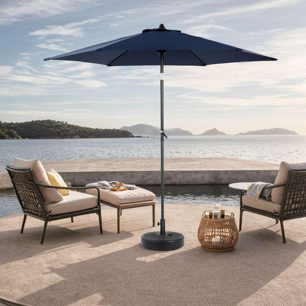 9ft Doppel-Sonnenschirm Rechteckig Outdoor Garten Ampelschirm Kurbel Marineblau Ohne Ständer