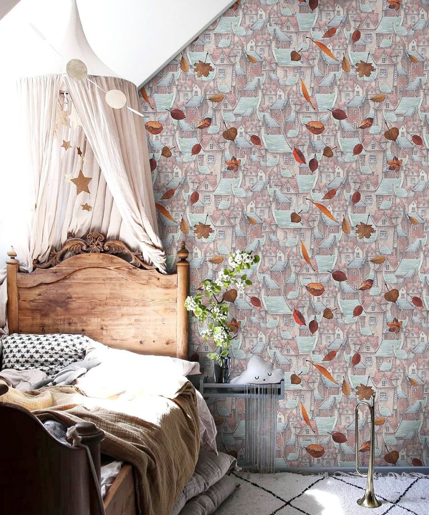 Coloray Fototapete 152x104 cm Latextapete Magicstick - Autumn old town brown