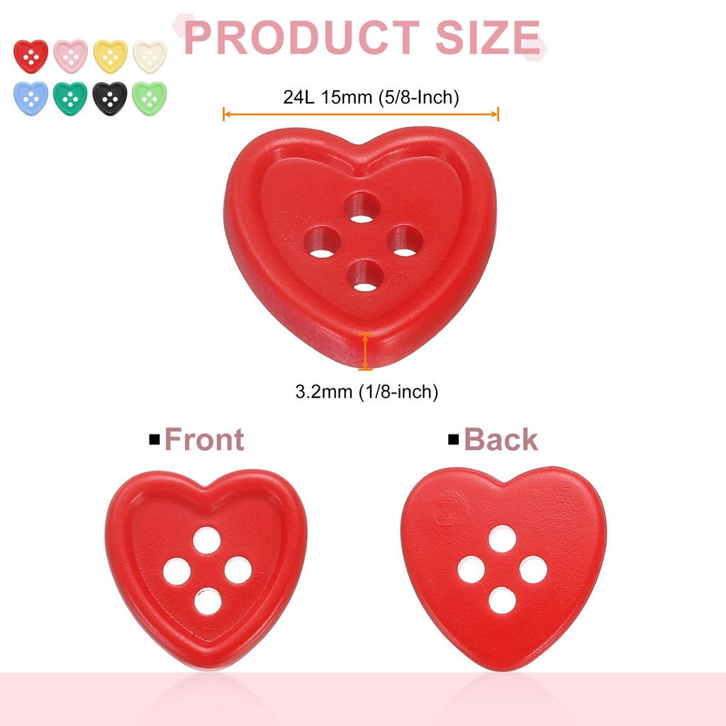 40 Stš¹ck 15mm Harz Kn?pfe zum Ann?hen, 4 L?ch Herz Ersatz N?hkn?pfe fš¹r Strickjacke DIY Handwerk Dekorieren Mantel Kleidung Hemden Stricken D...