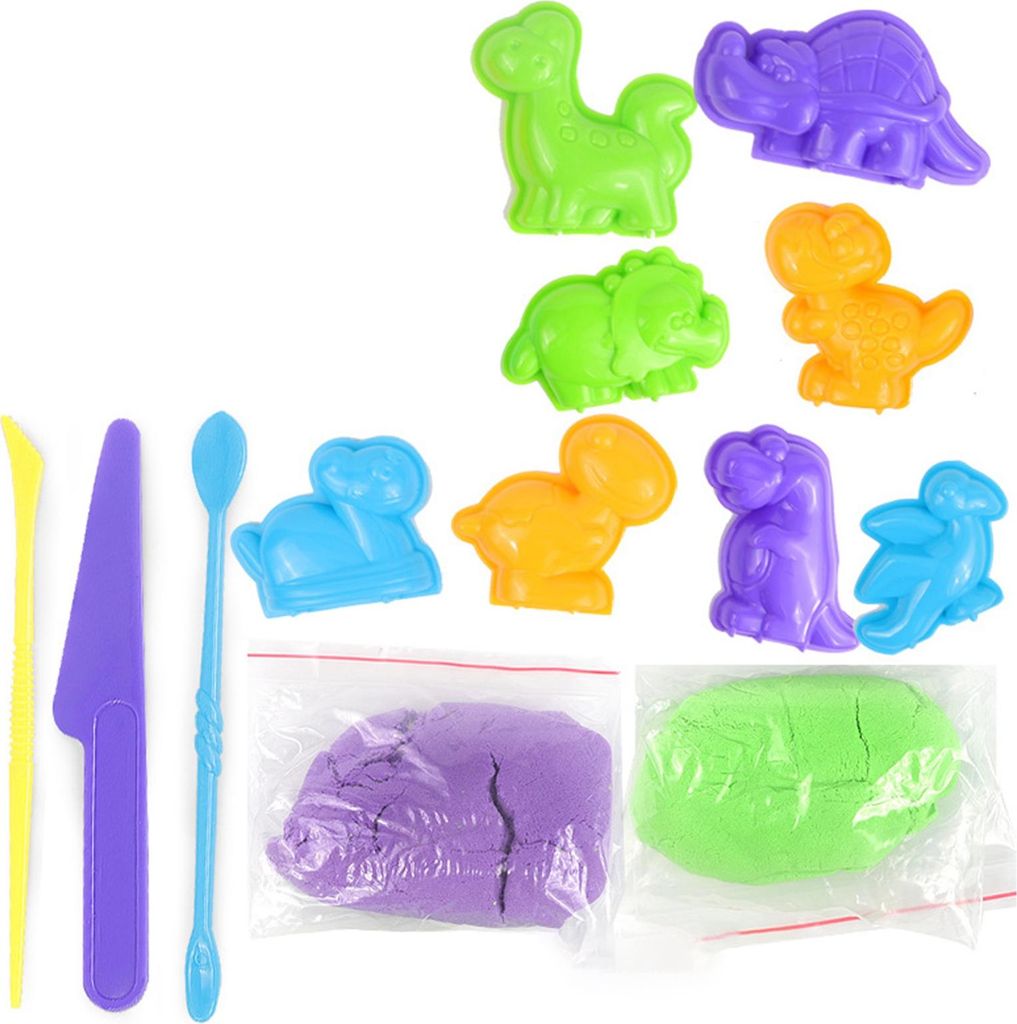 Spielsand-Set für Kinder, regt die Fantasie an, hält feucht, sicher, farbig, für Kinder, Dinosaurier, Basic, 5,3 Unzen