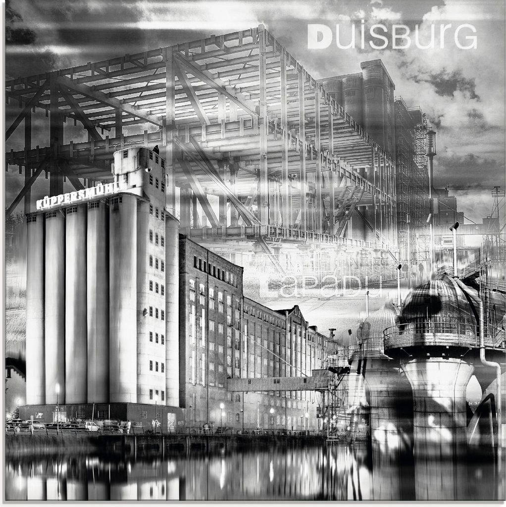 ARTland Glasbild Duisburg Skyline Collage III Größe: 20x20 cm