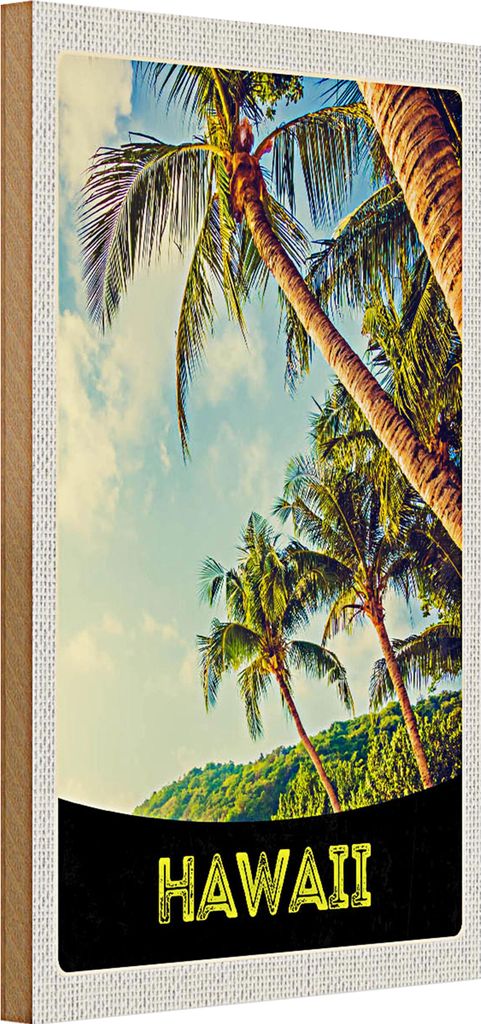 Holzschild Reise 20x30cm Hawai Insel Strand Palmen Meer