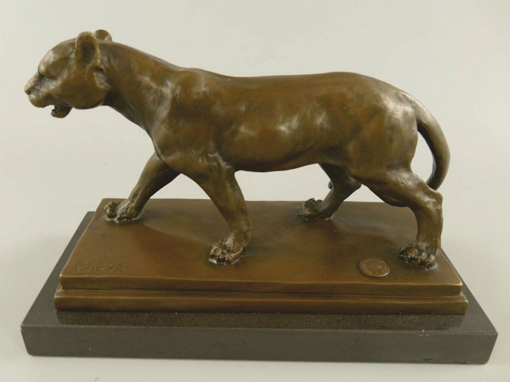 Casa Padrino Bronze Skulptur Panther auf Marmorsockel 24 cm - Deko Accessoires