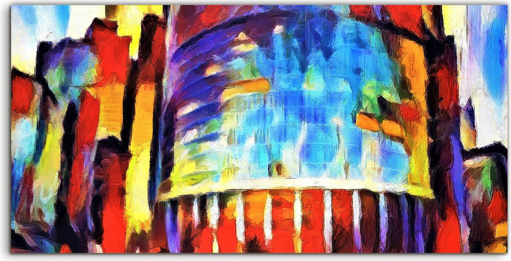 Coloray Canvas 120x60 Wandbild Leinwand Bilder Kunst bunte Wolkenkratzer mit Fenstern