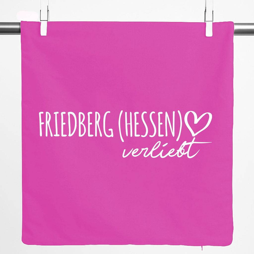 Huuraa Kissenbezug Friedberg Hessen verliebt 40x40cm Fuchsia Baumwolle Dekokissenbezug Geschenkidee