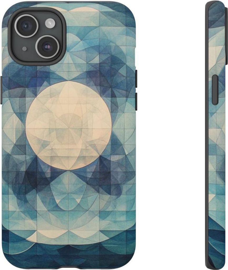 Geometrisches Meeres- und Mondmuster – Handyhülle Kompatibel mit iPhone 15 Plus