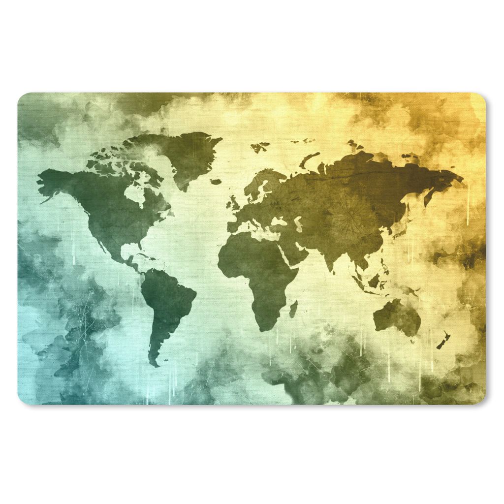 MuchoWow Mauspad Mousepad Weltkarte - Grün - Blau 27x18 cm - Mousepads - Maus Mat - Pad - Mausunterlage - Büroartikel - Desk Matten