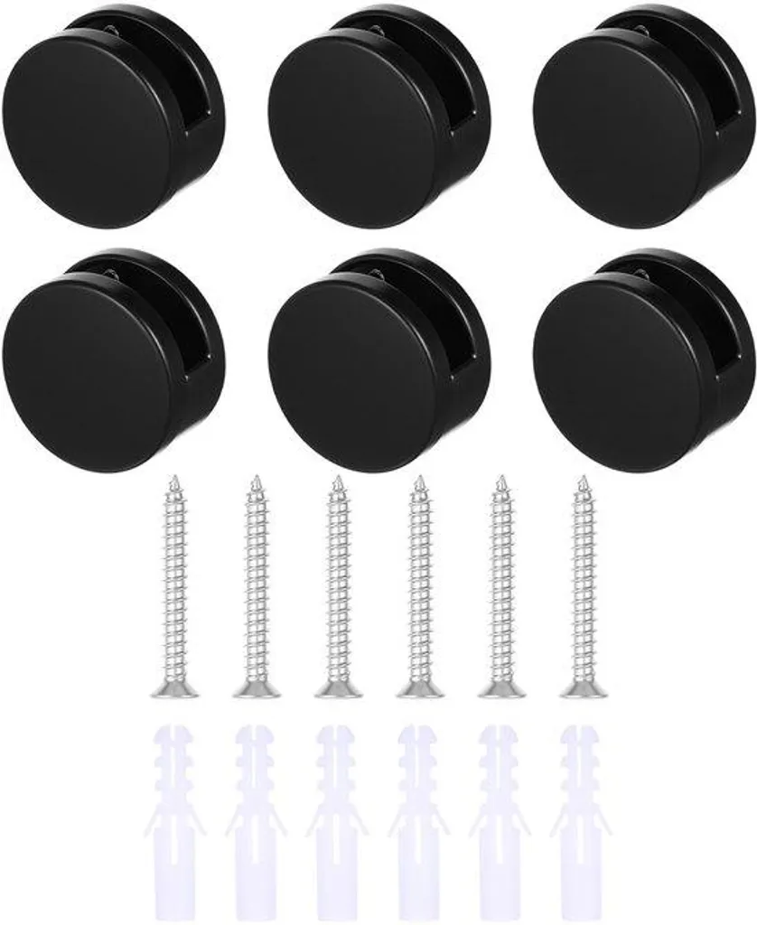 Support miroir sans cadre 6 pièces pour miroir 3-5mm noir avec vis métal