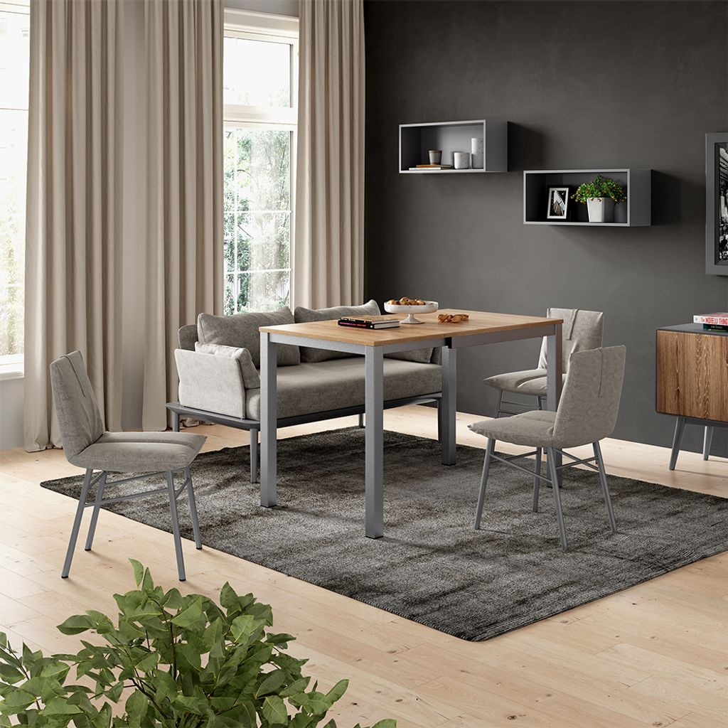 Esstisch Vicco Granny Eiche/Grau 120 x 70 cm ausziehbar, Model 50577