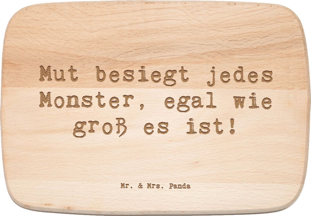 Mr. & Mrs. Panda Holzschneidebrett Spruch Ängste vor Monstern besiegen - Transparent - Geschenk, ermutigend, inspirierend, Mut, Zuversicht, massiv...