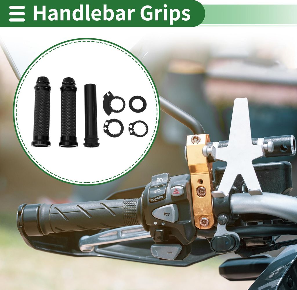 7/8" 22mm 15/16" 24mm Motorrad Lenkergriffe Abdeckung Set Rutschfeste Aluminiumlegierung Gummi Lenker Gasgriffe Schwarz 1 Satz Rautenmuster