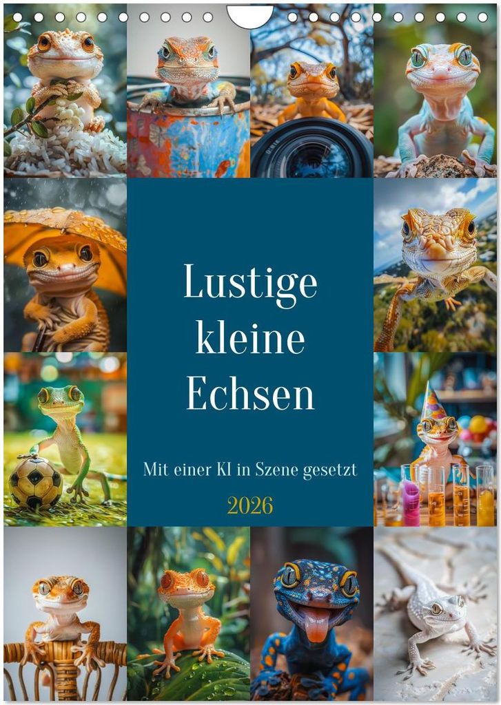 Lustige kleine Echsen (Wandkalender 2026 DIN A4 hoch), CALVENDO Monatskalender