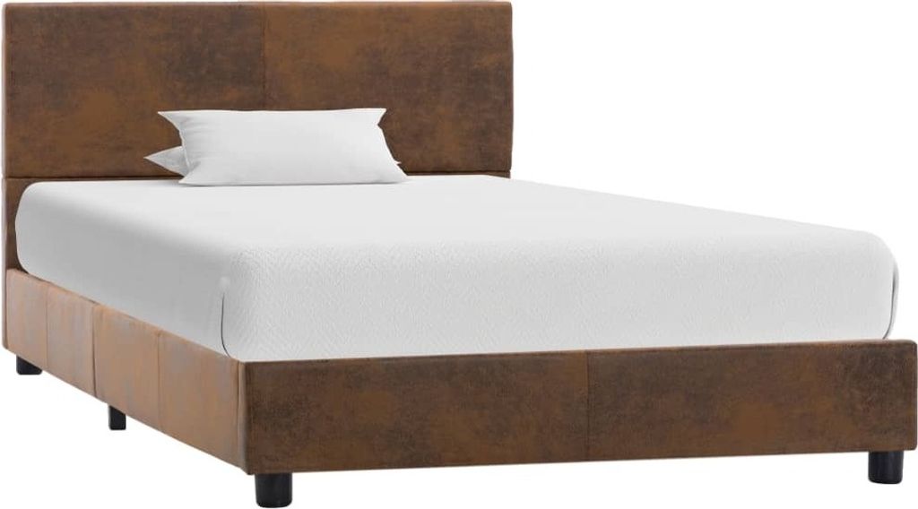 vidaXL Bettgestell Braun Wildleder Optik 90x200 cm - Bettgestell - Bettgestelle - Bettrahmen - Bettrahmen