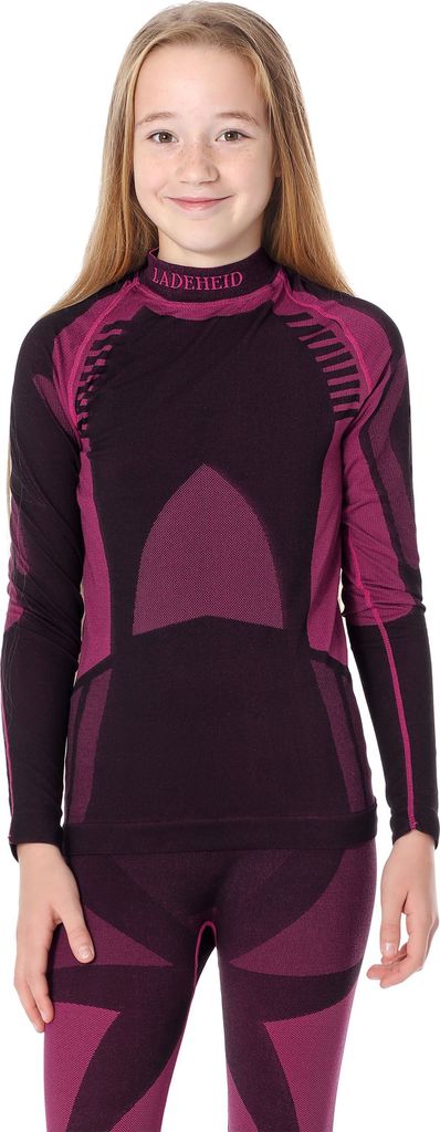Ladeheid Kinder Mädchen Jungen Thermoaktives Langarm Shirt LASS0008 (Schwarz/Rosa, 146-152)