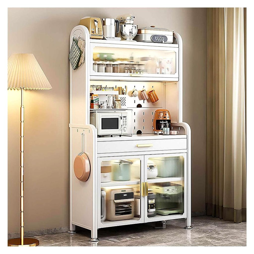 Küchenregal mit verstellbarer Schublade, 5-stöckig, Mikrowellenständer, Buffet, Kaffee, Bar, Speisekammer, modernes Aufbewahrungssystem für Zuh...