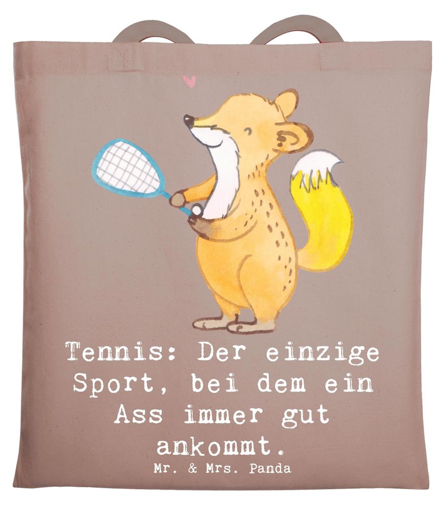 Mr. & Mrs. Panda Shopping Tasche Tennis Ass - Braun Pastell - Geschenk, Sportart, Sport, Aufschlag, Tennisfreundschaften, Doppel, Sportler, Einkauf...