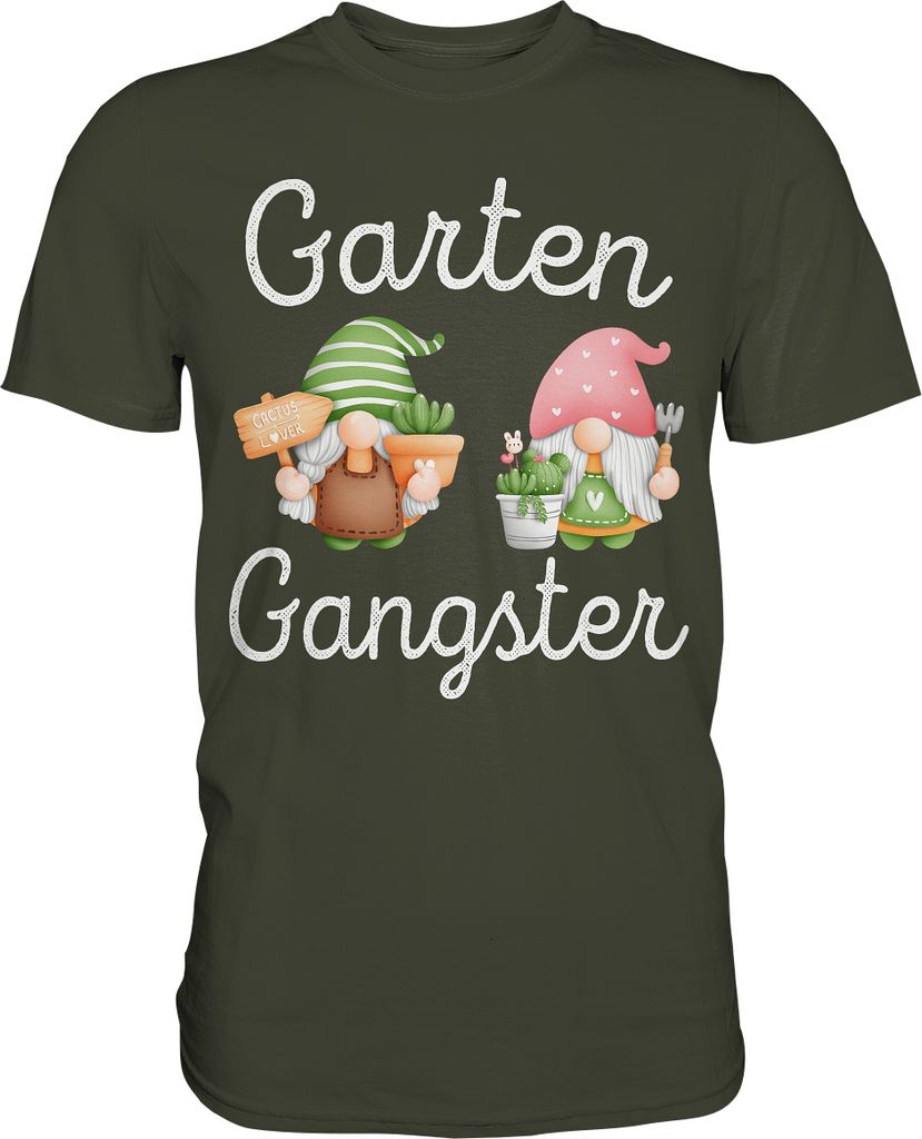 Kaktus Gartenzwerge Garten Gangster Gärtner T-Shirt - Produktbild 