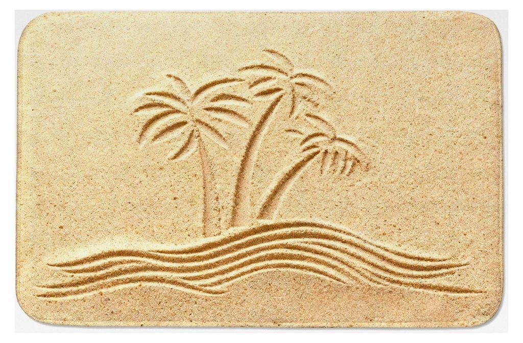 Badezimmerteppich mit Strandpalmen 60 x 40 cm, wasseraufsaugend, weich, rutschfest, maschinenwaschbar, für Duschen, Waschräume und Innentüren