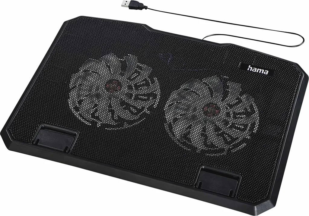 Support ventilé pour PC portable Hama noir avec hub USB intégré