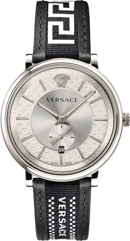 Versace VEBQ01219 V-Circle Greca Edition silber schwarz Armband Uhr Herren NEU