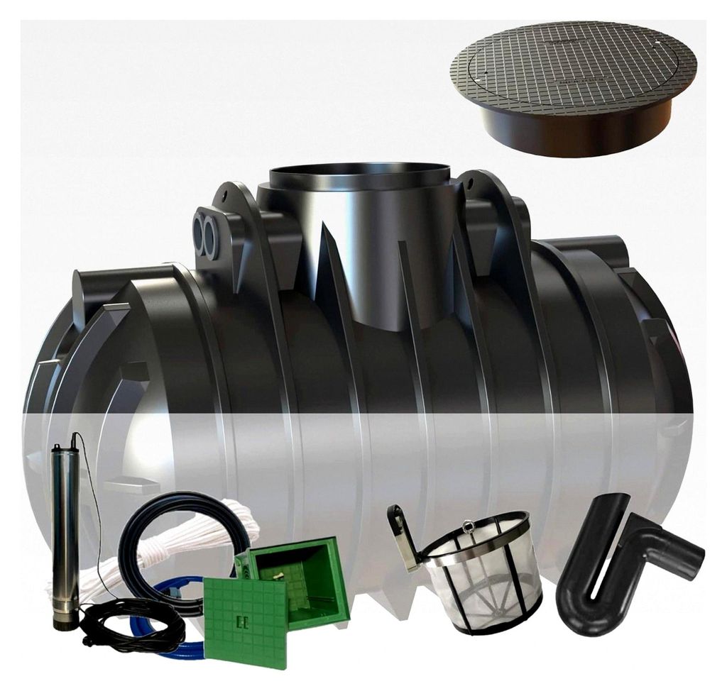 Regenwassertank Zisterne 2200 Liter mit Filterset, begehbarer Abdeckung und Pumpenset