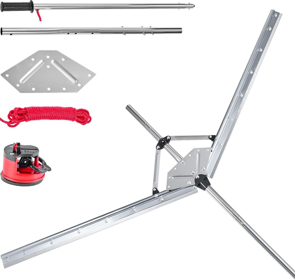 VEVOR Teichrechen, Wasser Unkrautrechen mit 157 cm max. Schnittbreite, Stahlklingen, See-Unkrautschneider mit 9 m Nylonseil, Seerechen zum Entferne...