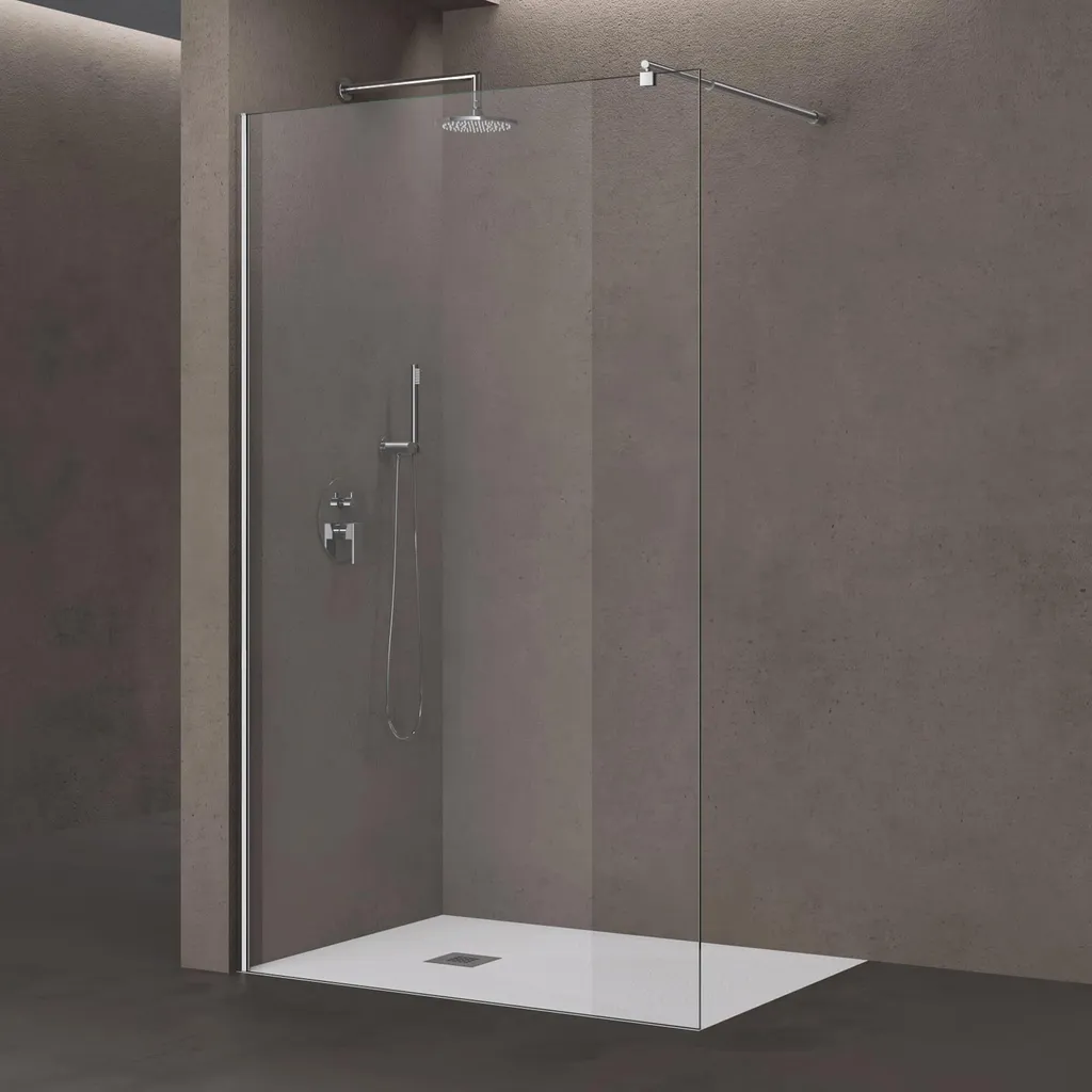 Doporro Bremen02K - Pare-Douche Fixe 120cm Verre 10mm Profilé Chromé