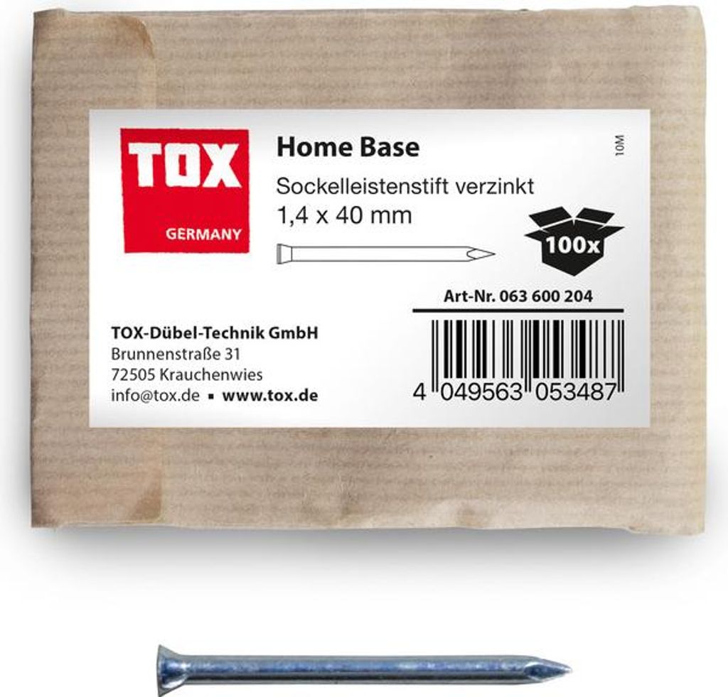 TOX Sockelleistenstifte Home Base 1,4x40 mm (100 Stk.) verzinkt
