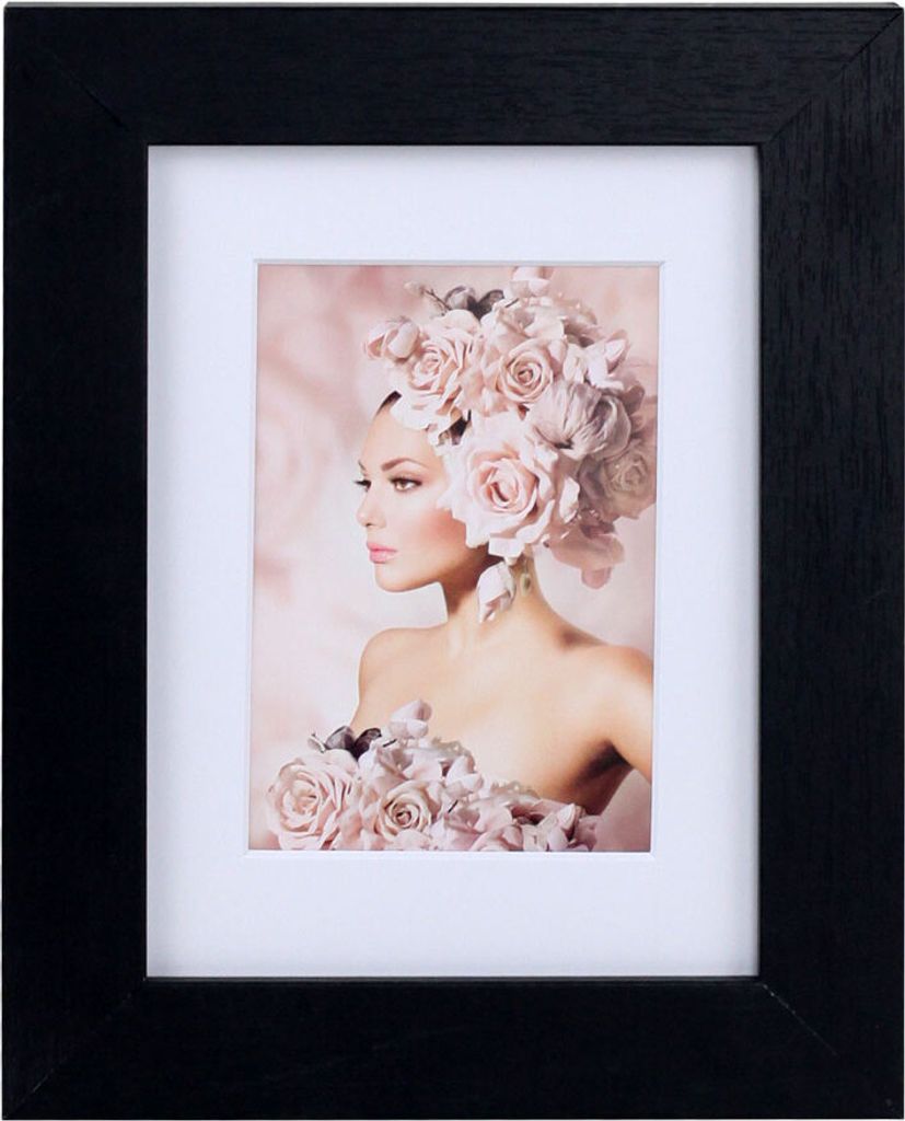 Bilderrahmen Holz Rahmen Plexi Acryl Collage Wanddeko Poster quadratisch S215 - Farbe: Schwarz | Format: 13x18